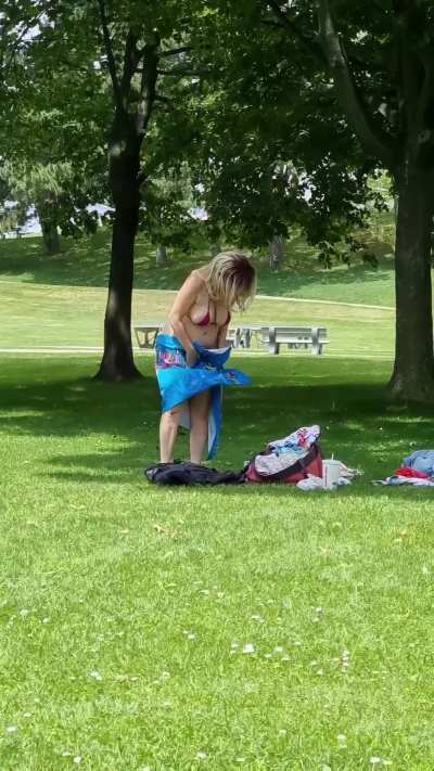 Just your regular mom at the park with huge honkers