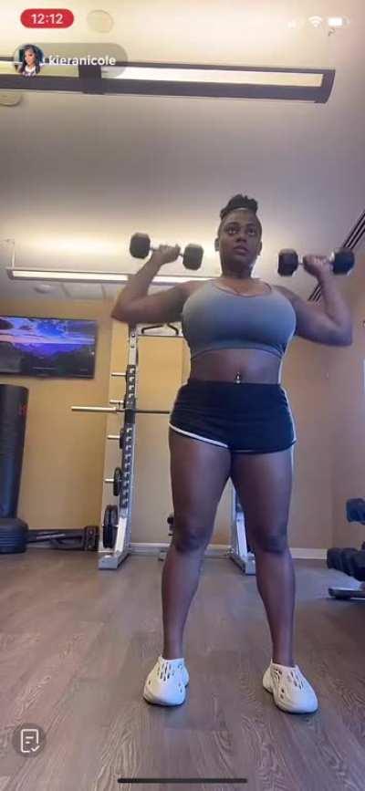 Sexy black girl working out