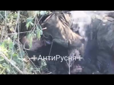 Russian soldier gets set on fire by drone munition drops 