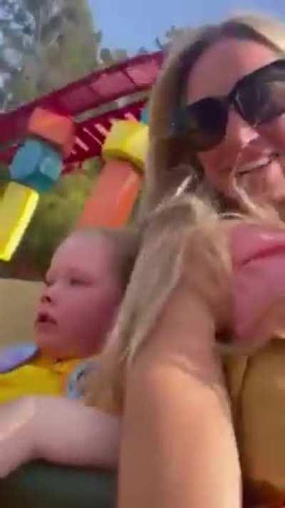 My 4 YO daughter's first little roller coaster at Disneyland ☠️☠️☠️ (watch until the end, she totally bounces back!)