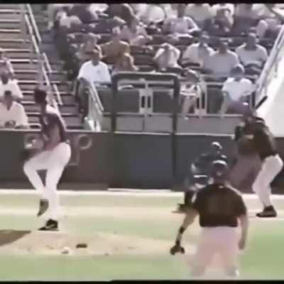 23 years ago today Randy Johnson makes a bird explode