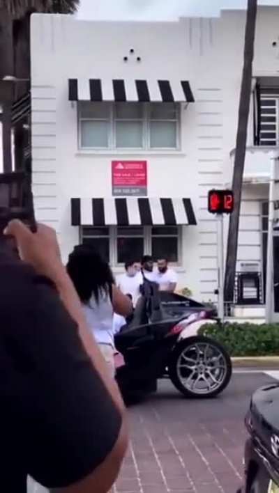 Man in Miami attempts to dine and dash. Waiters run after him and catch him