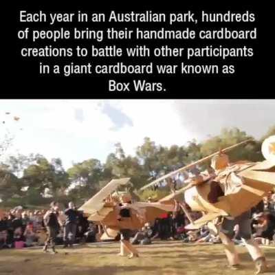 Giant cardboard war known as Box Wars