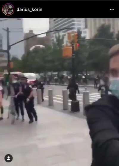 Yesterday NYPD literally chased protestors down in the streets, kettles them and violently arrested approximately 26 protestors. This is them attacking and arresting a minor for attempting to cross the street, on the way to a protest against ICE facilitie