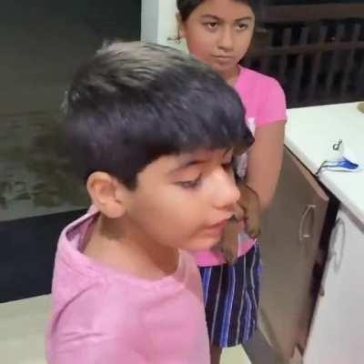 An Indian family welcoming a puppy to their family.