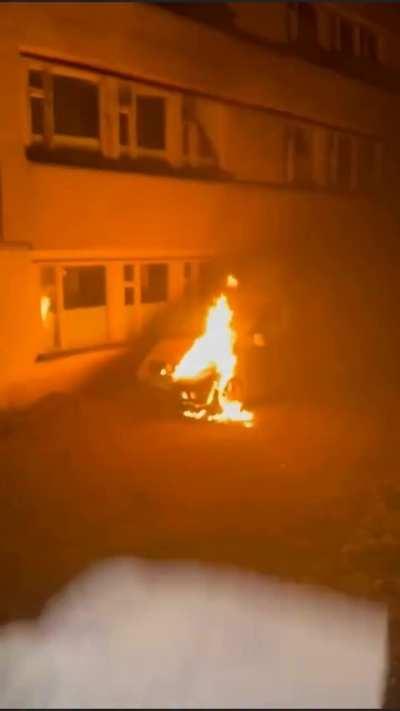 UA POV: Chernivtsi, Ukraine. TCC car is on fire