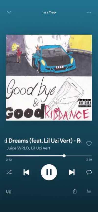 Check your playlists: Lucid Dreams ft. Uzi on Spotify is missing Uzi 💀 - seems there are two instances of the anniversary album.