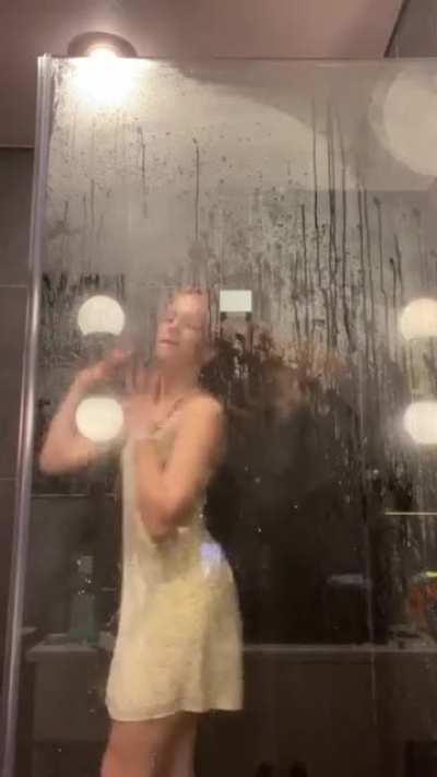 Dancing in the shower!