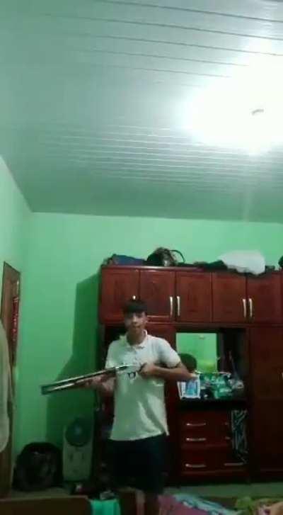 To Pose with Daddy's Gun