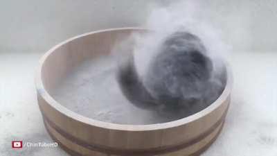 Chinchillas use dust baths to absorb skin oils &amp;amp; dirt and to keep their fur clean. So here's one enjoying a dust bath.