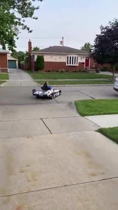 The first road test of my hand built, all carbon fiber, 1/2 scale, electric, Porsche 962c go kart.