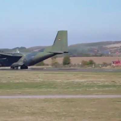 C-160 lands before the runway - close call