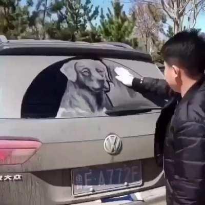 A great art on dirty car