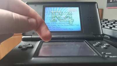 Nagito Komaeda on the Nintendo DS but it's on a real DS