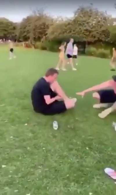 Scumbag going around slide tackling strangers at the park ends up snapping someone’s leg.