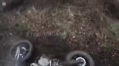 Russian frontline assault group on motorbikes ran into multiple anti personnel mines