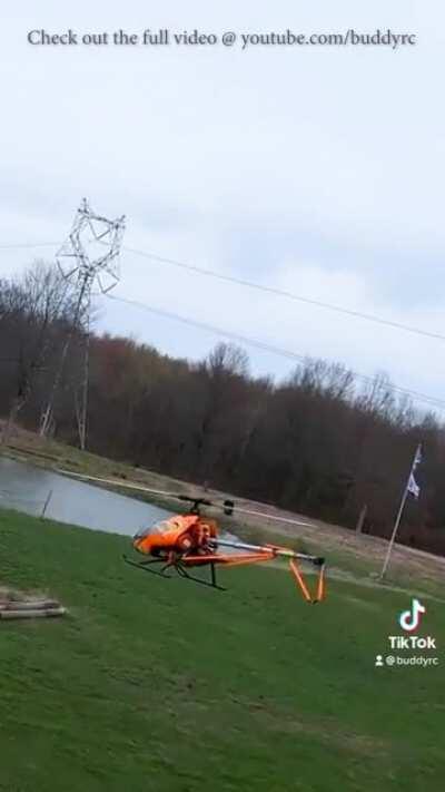 Chasing an RC Turbine Helicopter with an FPV drone.