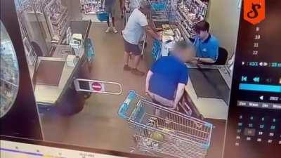 This dude taking a dump at the cash register