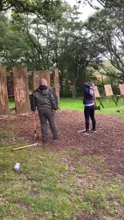 WCGW trying heavy axe throwing sports