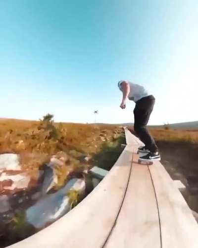 No room for error at a high speed downhill narrow skateboarding