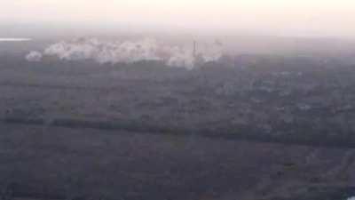 Russian artillery destroying khokhols in Krasnogorovka