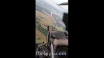 Belarusian military Mi-24 attacking balloons