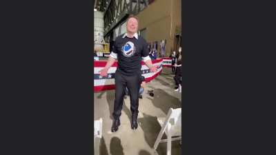 Elon Musk aka DorkMAGA jumping to make a 'X' with his body - a compilation