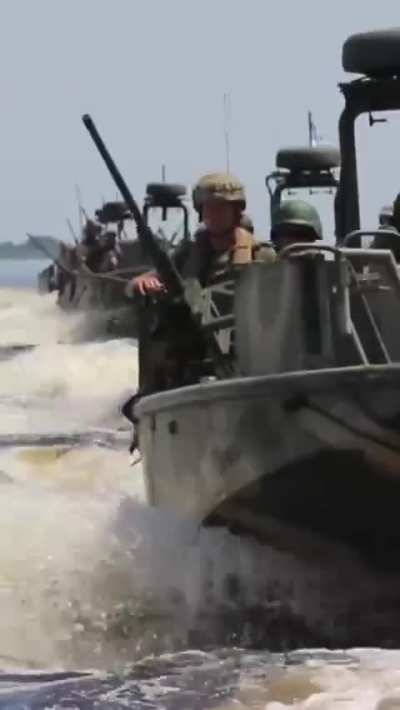 Ukrainian marines on an offshore patrol - Date and location unknown.