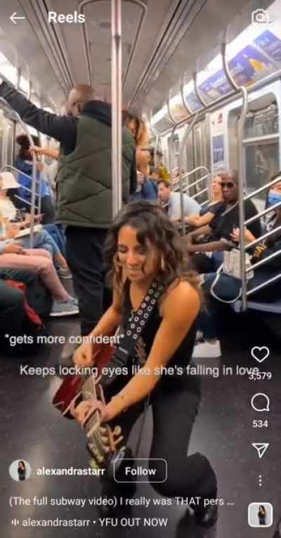 A clip of this was posted the other day but here's the full video. This singer forces entire subway to listen to her awful song