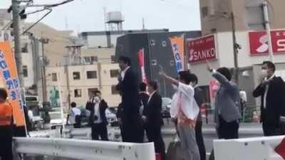 Different angle where former prime minister Shinzo Abe was seen getting shot