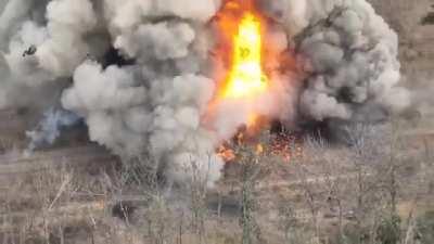 Close-up view of Russian T-90 MBT being torn into pieces after catastrophic explosion