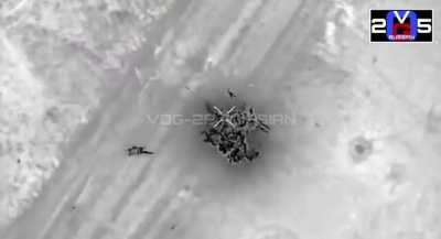 Russian drone with thermals drop VOG grenades on Ukrainian soldiers