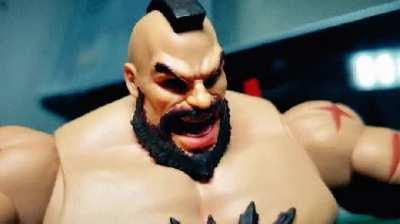 Fun with Zangief and Shao Khan toys.