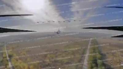 RU POV: FPV drone flies into a Ukrainian heavy-drone at full speed.