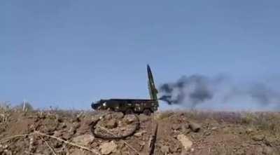 Ukrainian OTR-21 Tochka-U belonging to the 19th Missile Brigade &quot;Saint Barbara&quot; carrying out a launch against a Russian target. (Sometime in 2022)