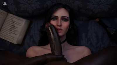 Yennefer enjoying some dark chocolate (pewposterous)