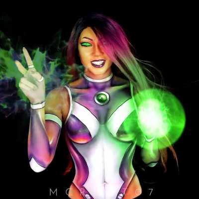 [Cosplay] Starfire bodypaint! Took around 10 hours to paint and then 2 days to animate. (I'm new to after effects and did it wrong about 30 times) Haha! Hope you like it!