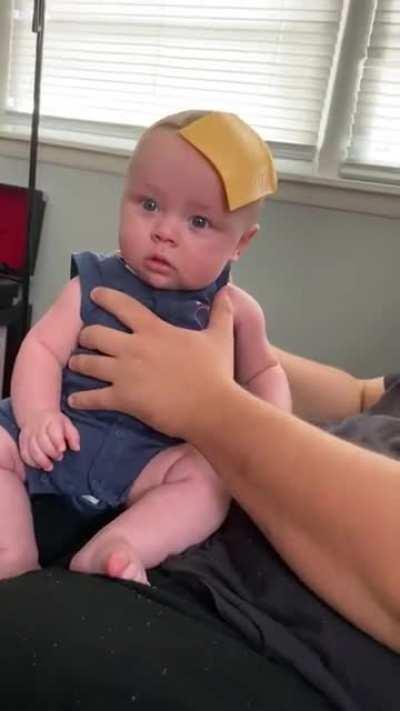 Cheese slice stops baby from crying