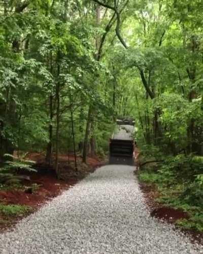 The way they lay the gravels to make a road in the woods