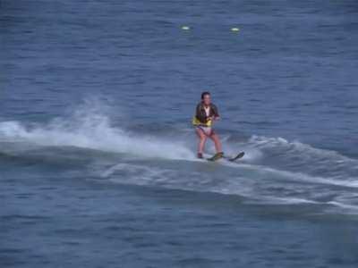 Man jumps over a shark on water skis - 1977