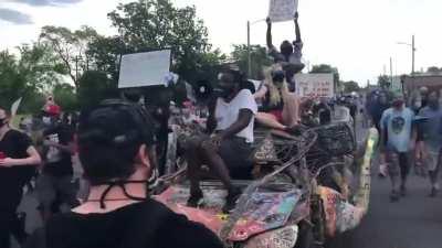 A Protest in Detroit blasting a Dirtybird track with a new chant. Original track is 