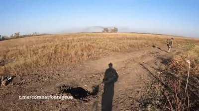 Russian artillery hits near the fighters of the International Legion of Ukraine near Bakhmut.