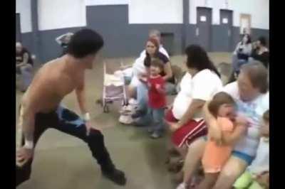 Making kids cry at a wrestling event