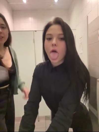 Russian girls in the bathroom at work love the moans at the end 