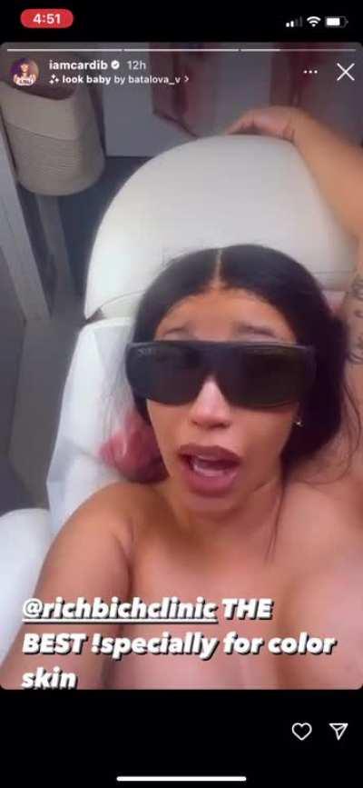 Cardi B nip slip while getting laser removal