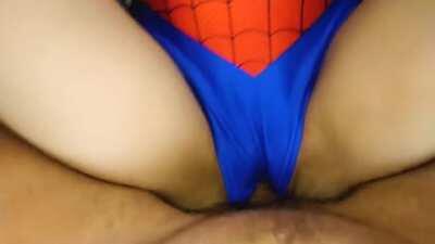 Hot chick getting fucked in her Spider Girl outfit [GIF]