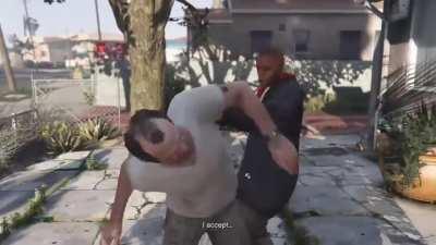 Random guy keeps punching trevor during cut scene.