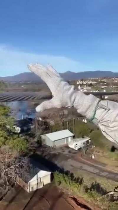 Arcing discharge after un-grounded contact with a 30,000 Volt cable.