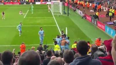 Another look at the Rodri goal from the home end, ft toilet papers