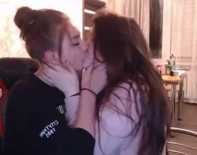 Friends kissing on stream